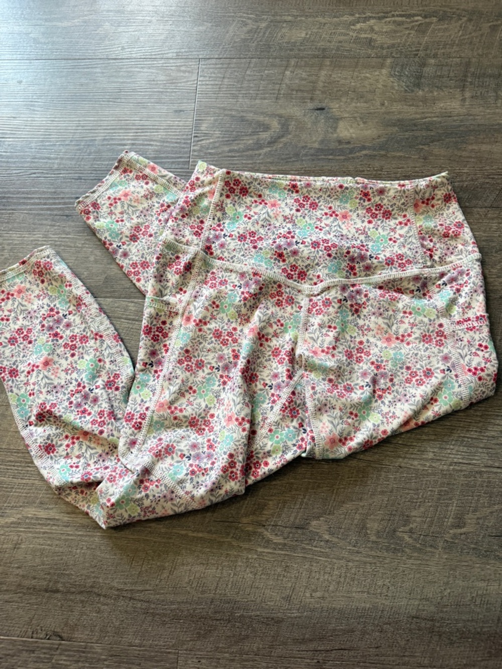 Evolution and Creation Floral Leggings in Pink, Mint & Cream